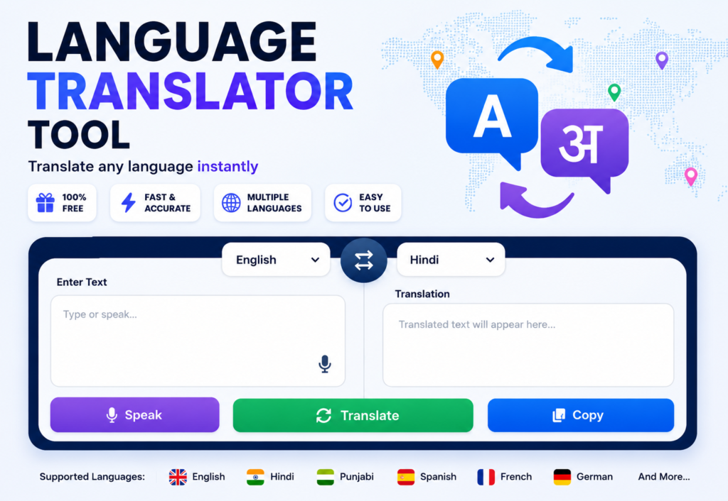 Free Language Translator Tool Translate Hindi, English, Punjabi & More Instantly
