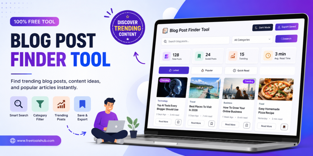 Blog Post Finder Tool dashboard showing trending blog ideas