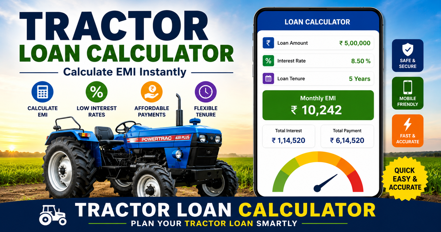 Easy Tractor Loan Calculator Tractor Loan Calculator – Calculate EMI, Interest and Monthly Payments Online