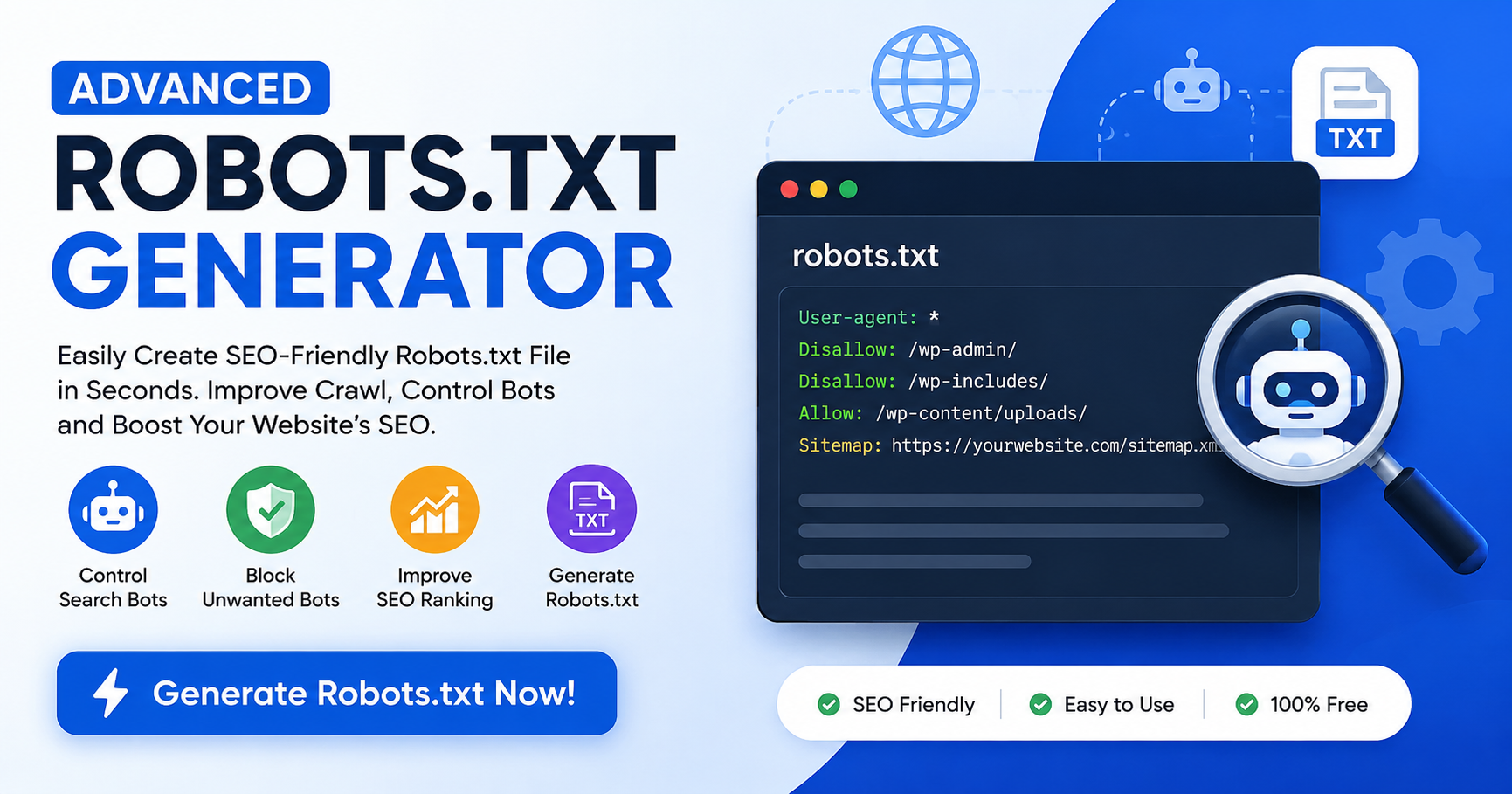 Custom Robots.txt Generator for Websites